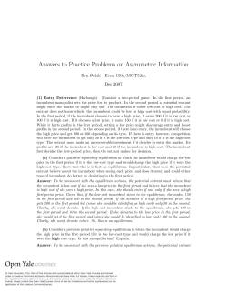 Answers to Practice Problems on Asymmetric Information