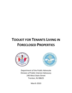 TOOLKIT FOR TENANTS LIVING IN FORECLOSED PROPERTIES
