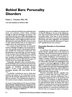 Behind Bars: Personality Disorders