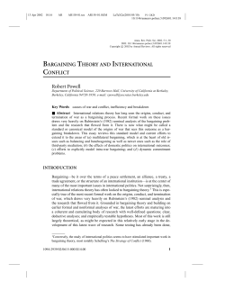 BARGAINING THEORY AND INTERNATIONAL CONFLICT Robert