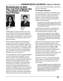 Becoming Jane or John Doe: Can Civil Litigants Use a Pseudonym