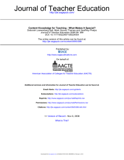 Content Knowledge for Teaching : What Makes It Special? - PUC-SP