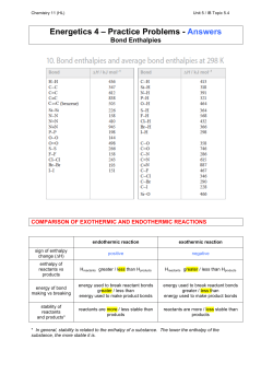 Energetics 4 &ndash; Practice Problems - Answers