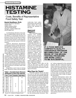 Histamine Testing -- Costs, Benefits of Representative Food Safety