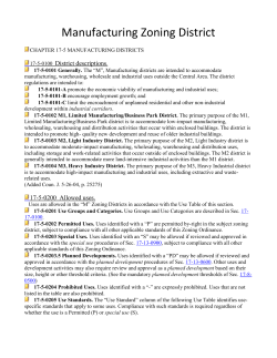 Manufacturing Zoning District