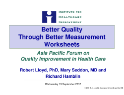 Better Quality Through Better Measurement Worksheets