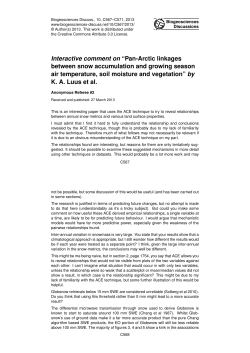 Interactive comment on &ldquo;Pan-Arctic linkages between snow