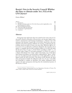 Russia`s Veto in the Security Council