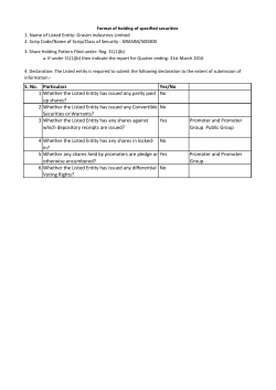 S. No. Particulars Yes/No 1 Whether the Listed Entity has issued any