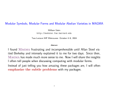 Computing With Modular Symbols, Modular Forms