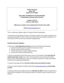 INTERMEDIATE FICTION WORKSHOP Prerequisite(s): permission of