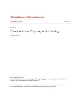 Posse Comitatus: Preparing for the Hearings