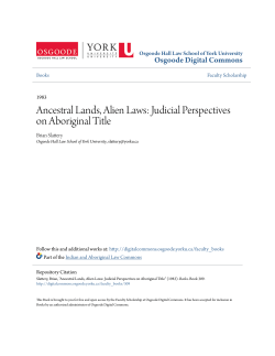 Ancestral Lands, Alien Laws: Judicial Perspectives on Aboriginal Title