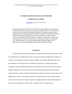 Considerations for Education Reform in British Columbia