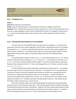 Part 1. STANDARD 6.EE.4 Grade: 6 Domain: EE