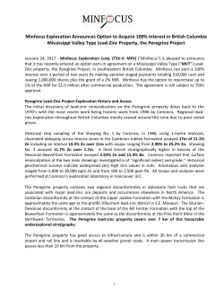 MFX News Release Peregrine Pb-Zn Option