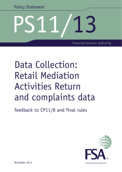 PS11/13: Data Collection: Retail Mediation Activities Return and