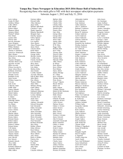 Tampa Bay Times Newspaper in Education 2015