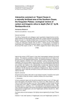 Interactive comment on &ldquo;Export fluxes in a naturally fertilized area of
