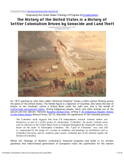 US Settler Colonialism--Driven by Genocide and Land