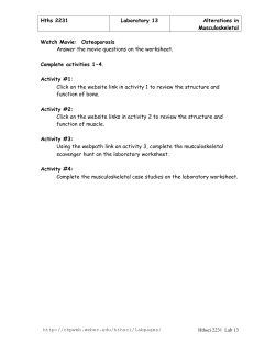 Hthsci 2231 Lab 13 Alterations in Musculoskeletal Function