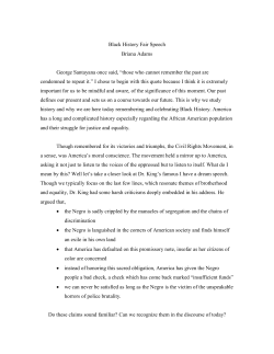 Black History Fair Speech Briana Adams George Santayana once