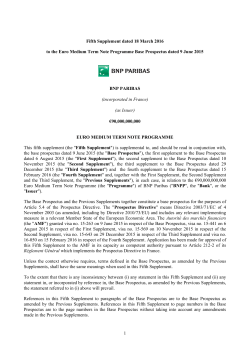 1 Fifth Supplement dated 18 March 2016 to the Euro Medium Term