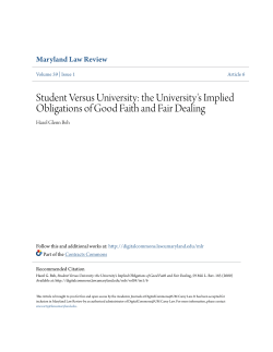 Student Versus University: the University`s Implied Obligations of