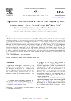 Experiments on convection in Earth`s core tangent cylinder