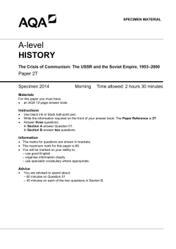 A-level History Specimen question paper Paper 2T