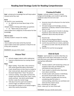 Reading Seed Strategy Cards for Reading