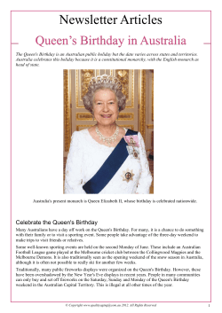 News Item - Queens Birthday in Australia