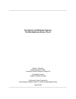 tax credits for working families: the new american social policy
