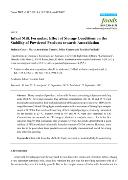 Infant Milk Formulas: Effect of Storage Conditions on the Stability of