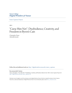 Disobedience, Creativity, and Freedom in Byron`s Cain