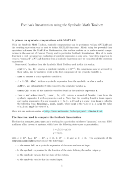 Feedback linearization using the Symbolic Math Toolbox