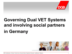 Governing Dual VET Systems and involving social partners in