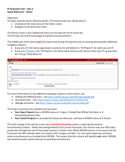 PI Financials Tool – Gen 2 Quick Reference – Home Objectives