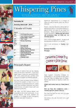 Calendar of Events Principal`s Report - Carwatha College P-12