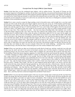 Excerpts from The Jungle (1906) by Upton Sinclair Section 1