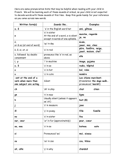 Here are some pronunciation hints that may be helpful when