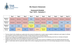 Mrs Cleaver`s Homeroom Homework Schedule Year 7 2015