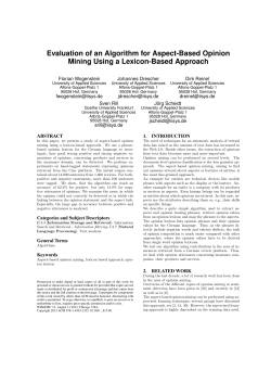 Evaluation of an Algorithm for Aspect-Based Opinion