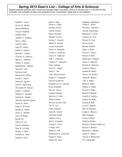 Spring 2013 - College of Arts and Sciences