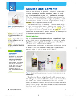 2.1 Solutes and Solvents - Ms. Samuels` Science Class