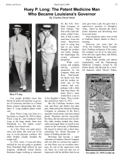Huey P. Long: The Patent Medicine Man Who Became Louisiana`s