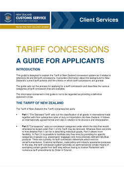 Tariff Concessions - New Zealand Customs Service