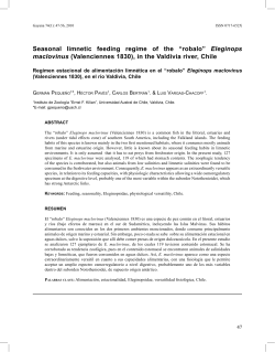 Seasonal limnetic feeding regime of the &ldquo;robalo&rdquo; Eleginops