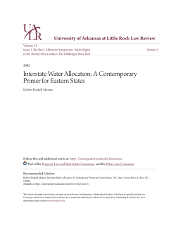 Interstate Water Allocation: A Contemporary Primer for Eastern States