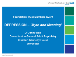 DEPRESSION &ndash; `Myth and Meaning`